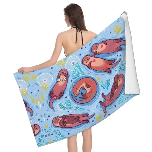 JaoXer Badetuch-Set mit süßem braunem Ottermotiv, weiche Mikrofaser-Badetücher, perfekt für Zuhause, Fitnessstudio, Strand und Reisen JaoXer Badetuch-Set mit süßem braunem Ottermotiv, weiche Mikrofaser-Badetücher, perfekt für Zuhause, Fitnessstudio, Strand und Reisen von JaoXer