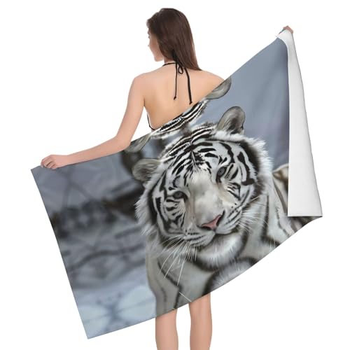 JaoXer Badetuch-Set mit weißem Tiger, weiche Mikrofaser-Badetücher, perfekt für Zuhause, Fitnessstudio, Strand und Reisen JaoXer Badetuch-Set mit weißem Tiger, weiche Mikrofaser-Badetücher, perfekt für Zuhause, Fitnessstudio, Strand und Reisen von JaoXer