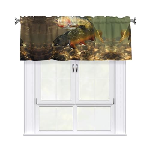 JaoXer Brook Vorhang mit Forellenangeln, bedruckt, 137,2 x 45,7 cm, Fensterdekoration für Heimdekoration, perfekt für Badezimmer, Waschküche JaoXer Brook Vorhang mit Forellenangeln, bedruckt, 137,2 x 45,7 cm, Fensterdekoration für Heimdekoration, perfekt für Badezimmer, Waschküche von JaoXer