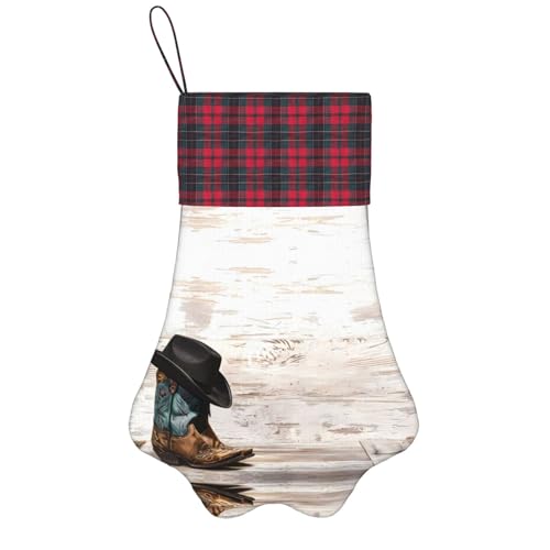 JaoXer Cowboyhut und Stiefel Weihnachten Haustier Pfotenstrumpf - doppelseitig bedruckt für festliche Dekoration - Einzigartige Familienurlaubskamin Dekor, Schwarz, Einheitsgröße JaoXer Cowboyhut und Stiefel Weihnachten Haustier Pfotenstrumpf - doppelseitig bedruckt für festliche Dekoration - Einzigartige Familienurlaubskamin Dekor, Schwarz, Einheitsgröße von JaoXer