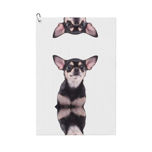JaoXer Cute Chihuahua Print Golf Club Handtuch für Männer & Frauen - Tragbar mit Karabiner Clip - Perfekt für Sport, Yoga, Fitnessstudio, Strand JaoXer Cute Chihuahua Print Golf Club Handtuch für Männer & Frauen - Tragbar mit Karabiner Clip - Perfekt für Sport, Yoga, Fitnessstudio, Strand von JaoXer
