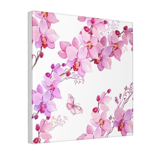 JaoXer Dekoratives Bild auf Leinwand, 30,5 x 30,5 cm, rosa Blumen und Schmetterlinge, abstrakt, realistisch, Heimdekoration für Wohnzimmer, Schlafzimmer, Büro JaoXer Dekoratives Bild auf Leinwand, 30,5 x 30,5 cm, rosa Blumen und Schmetterlinge, abstrakt, realistisch, Heimdekoration für Wohnzimmer, Schlafzimmer, Büro von JaoXer