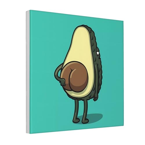 JaoXer Dekoratives Bild auf Leinwand, Motiv: Avocado-Hintern, abstrakt, realistisch, Heimdekoration für Wohnzimmer, Schlafzimmer, Büro, 30,5 x 30,5 cm von JaoXer