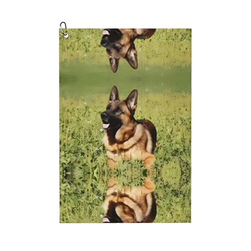 JaoXer Deutscher Schäferhund Druck Golf Club Handtuch für Männer & Frauen - Tragbar mit Karabinerhaken - Perfekt für Sport, Yoga, Fitnessstudio, Strand JaoXer Deutscher Schäferhund Druck Golf Club Handtuch für Männer & Frauen - Tragbar mit Karabinerhaken - Perfekt für Sport, Yoga, Fitnessstudio, Strand von JaoXer