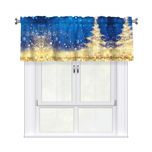 JaoXer Goldener Glitzer-Vorhang mit Weihnachtsbaum-Druck, 137,2 x 45,7 cm, Fensterdekoration für Heimdekoration, perfekt für Badezimmer, Waschküche JaoXer Goldener Glitzer-Vorhang mit Weihnachtsbaum-Druck, 137,2 x 45,7 cm, Fensterdekoration für Heimdekoration, perfekt für Badezimmer, Waschküche von JaoXer