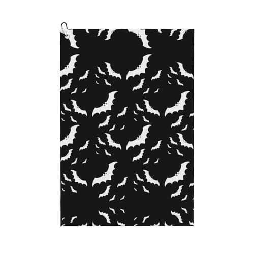 JaoXer Halloween Flying Bats Print Golf Club Towel for Men & Women - Portable with Carabiner Clip - Perfect for Sports Yoga Gym Beach von JaoXer