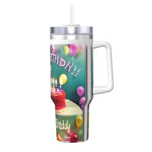 JaoXer Happy Birthday Thermosflasche mit schönem Druck, 1,2 l, Eisbully mit Griff, Strohhalm, vakuumisoliert, für Fitnessstudio, Camping, Büro, Auto JaoXer Happy Birthday Thermosflasche mit schönem Druck, 1,2 l, Eisbully mit Griff, Strohhalm, vakuumisoliert, für Fitnessstudio, Camping, Büro, Auto von JaoXer