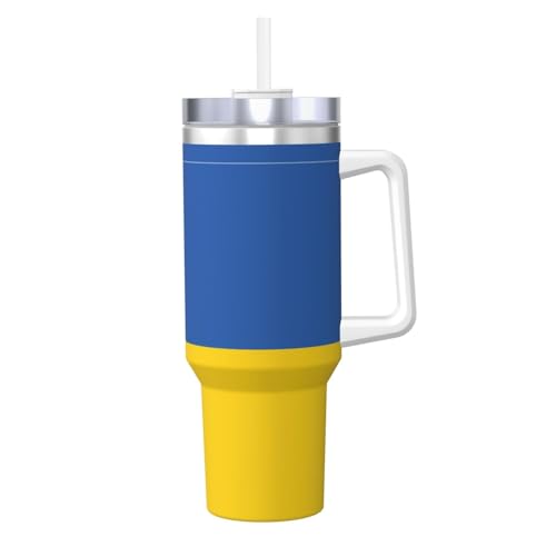 JaoXer Isolierbecher, Motiv: Flagge der Ukraine, Eisbully mit Griff, Trinkhalm, vakuumisoliert, für Fitnessstudio, Camping, Büro, Auto, 1,2 l JaoXer Isolierbecher, Motiv: Flagge der Ukraine, Eisbully mit Griff, Trinkhalm, vakuumisoliert, für Fitnessstudio, Camping, Büro, Auto, 1,2 l von JaoXer