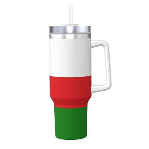 JaoXer Isolierbecher, Motiv: Flagge von Oman, Eisbully mit Griff, Trinkhalm, vakuumisoliert, für Fitnessstudio, Camping, Büro, Auto, 1,2 l JaoXer Isolierbecher, Motiv: Flagge von Oman, Eisbully mit Griff, Trinkhalm, vakuumisoliert, für Fitnessstudio, Camping, Büro, Auto, 1,2 l von JaoXer