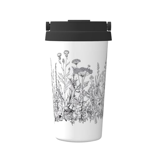 JaoXer Isolierter Kaffeebecher mit schwarzen und weißen Blumen – stilvoller Griffdeckel Reisebecher mit Boden, perfekt für heiße und eisgekühlte Getränke JaoXer Isolierter Kaffeebecher mit schwarzen und weißen Blumen – stilvoller Griffdeckel Reisebecher mit Boden, perfekt für heiße und eisgekühlte Getränke von JaoXer