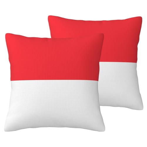 JaoXer Kissenbezüge aus Leinenimitat, 45,7 x 45,7 cm, 2 Stück, weich, atmungsaktiv, gemütlich, bequem, dekorativ, indonesische Flagge JaoXer Kissenbezüge aus Leinenimitat, 45,7 x 45,7 cm, 2 Stück, weich, atmungsaktiv, gemütlich, bequem, dekorativ, indonesische Flagge von JaoXer