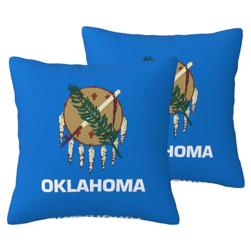 JaoXer Kissenbezüge aus Leinenimitat, 50,8 x 50,8 cm, weich, atmungsaktiv, gemütlich, bequem, dekorativ, Motiv: Flagge Oklahoma, 2 Stück JaoXer Kissenbezüge aus Leinenimitat, 50,8 x 50,8 cm, weich, atmungsaktiv, gemütlich, bequem, dekorativ, Motiv: Flagge Oklahoma, 2 Stück von JaoXer