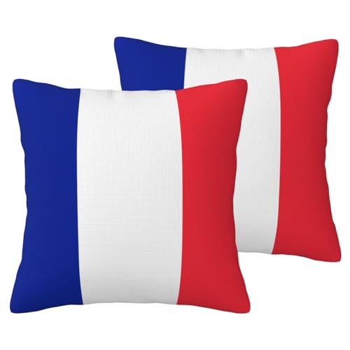 JaoXer Kissenbezüge aus Leinenimitat, 55,9 x 55,9 cm, 2 Stück, weich, atmungsaktiv, gemütlich, bequem, dekorativ, französische Flagge JaoXer Kissenbezüge aus Leinenimitat, 55,9 x 55,9 cm, 2 Stück, weich, atmungsaktiv, gemütlich, bequem, dekorativ, französische Flagge von JaoXer