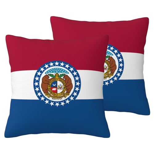JaoXer Kissenbezüge aus Leinenimitat, 55,9 x 55,9 cm, weich, atmungsaktiv, gemütlich, bequem, dekorativ, Missouri-Staatsflagge, 2 Stück JaoXer Kissenbezüge aus Leinenimitat, 55,9 x 55,9 cm, weich, atmungsaktiv, gemütlich, bequem, dekorativ, Missouri-Staatsflagge, 2 Stück von JaoXer