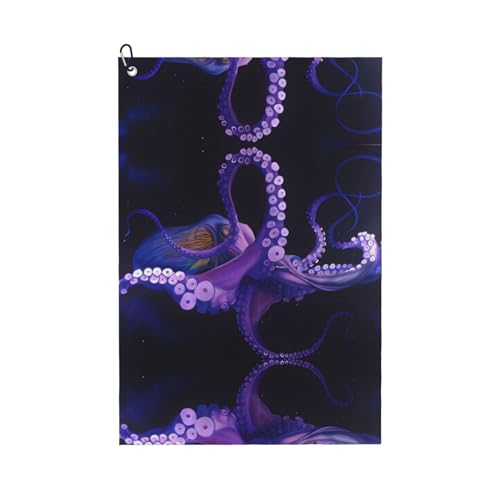 JaoXer Lila Octopus Print Golf Club Handtuch für Männer & Frauen - Tragbar mit Karabiner Clip - Perfekt für Sport, Yoga, Fitnessstudio, Strand JaoXer Lila Octopus Print Golf Club Handtuch für Männer & Frauen - Tragbar mit Karabiner Clip - Perfekt für Sport, Yoga, Fitnessstudio, Strand von JaoXer
