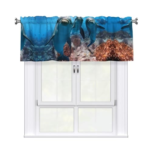 JaoXer Lustiger Delphin-Vorhang mit Aufdruck "Looking at You", 137,2 x 45,7 cm, Fensterdekoration für Heimdekoration, perfekt für Badezimmer, Waschküche JaoXer Lustiger Delphin-Vorhang mit Aufdruck "Looking at You", 137,2 x 45,7 cm, Fensterdekoration für Heimdekoration, perfekt für Badezimmer, Waschküche von JaoXer