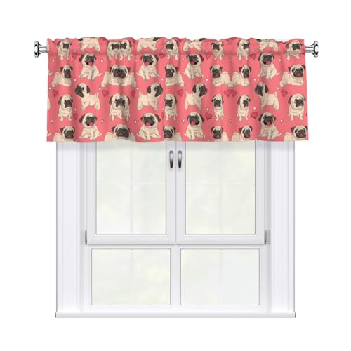 JaoXer Lustiger Vorhang mit Cartoon-Mops-Motiv, 137,2 x 45,7 cm, Fensterdekoration für Zuhause, perfekt für Badezimmer, Waschküche JaoXer Lustiger Vorhang mit Cartoon-Mops-Motiv, 137,2 x 45,7 cm, Fensterdekoration für Zuhause, perfekt für Badezimmer, Waschküche von JaoXer