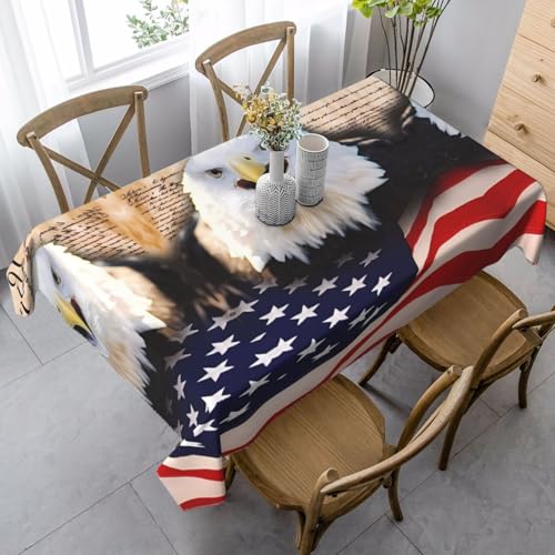 JaoXer Patriotischer Weißkopfseeadler mit amerikanischer Flagge, rechteckig, waschbar, klassische Küchendekoration für Esstisch, Tischplatte, Party-Tischdecken von JaoXer