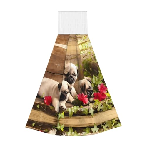 JaoXer Puppys Mops, Korallen-Samt-Handtücher, zum Aufhängen, schnell trocknende Reinigungstücher für Küche, Bad, Camping und mehr JaoXer Puppys Mops, Korallen-Samt-Handtücher, zum Aufhängen, schnell trocknende Reinigungstücher für Küche, Bad, Camping und mehr von JaoXer