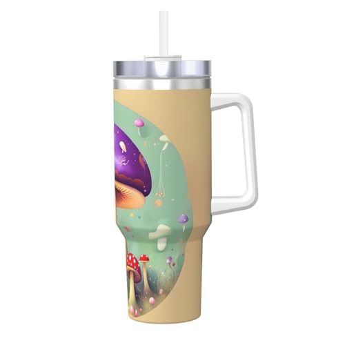 JaoXer Purple Dream Isolierbecher mit Pilzdruck, Eisbully mit Griff, Strohhalm, vakuumisoliert, für Fitnessstudio, Camping, Büro, Auto, 1,2 l JaoXer Purple Dream Isolierbecher mit Pilzdruck, Eisbully mit Griff, Strohhalm, vakuumisoliert, für Fitnessstudio, Camping, Büro, Auto, 1,2 l von JaoXer