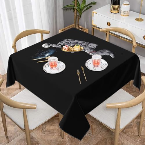 JaoXer Quadratische Tischdecke mit Astronauten-Motiv – perfekt für drinnen und draußen, Esstisch, Couchtisch und Bürokonferenzen von JaoXer