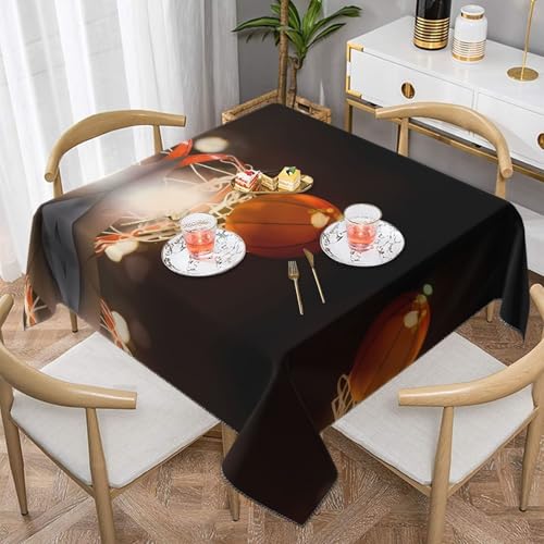 JaoXer Quadratische Tischdecke mit Basketball-Aufdruck – perfekt für drinnen und draußen, Esstisch, Couchtisch und Bürokonferenzen von JaoXer