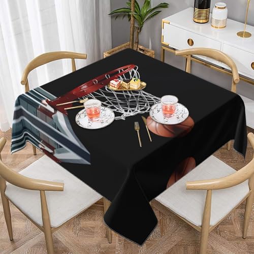 JaoXer Quadratische Tischdecke mit Basketball-Druck, perfekt für drinnen und draußen, Esstisch, Couchtisch und Bürokonferenzen von JaoXer