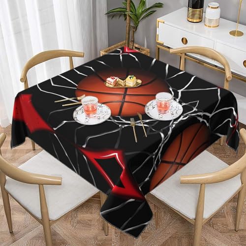JaoXer Quadratische Tischdecke mit Basketball-Druck, perfekt für drinnen und draußen, Esstisch, Couchtisch und Bürokonferenzen von JaoXer