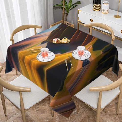 JaoXer Quadratische Tischdecke mit Bergstraßen-Aufdruck – perfekt für drinnen und draußen, Esstisch, Couchtisch und Bürokonferenzen von JaoXer