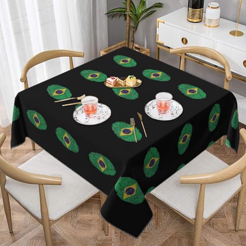 JaoXer Quadratische Tischdecke mit Brasilien-Druck, perfekt für drinnen und draußen, Esstisch, Couchtisch und Bürokonferenzen JaoXer Quadratische Tischdecke mit Brasilien-Druck, perfekt für drinnen und draußen, Esstisch, Couchtisch und Bürokonferenzen von JaoXer