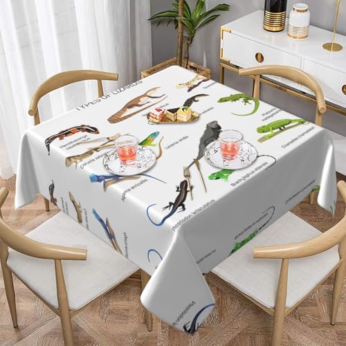 JaoXer Quadratische Tischdecke mit Eidechsenaufdruck, perfekt für drinnen und draußen, Esstisch, Couchtisch und Bürokonferenzen von JaoXer