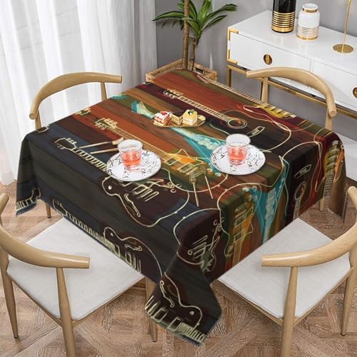 JaoXer Quadratische Tischdecke mit Gitarren-Kunstdruck, perfekt für drinnen und draußen, Esstisch, Couchtisch und Bürokonferenzen von JaoXer