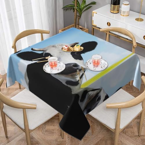 JaoXer Quadratische Tischdecke mit Kuhmuster – perfekt für drinnen und draußen, Esstisch, Couchtisch und Bürokonferenzen von JaoXer