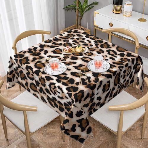 JaoXer Quadratische Tischdecke mit Leopardenmuster – perfekt für drinnen und draußen, Esstisch, Couchtisch und Bürokonferenzen von JaoXer