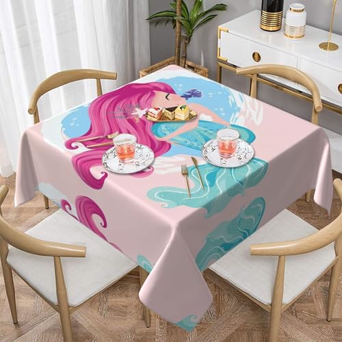 JaoXer Quadratische Tischdecke mit Meerjungfrauen-Druck, perfekt für drinnen und draußen, Esstisch, Couchtisch und Bürokonferenzen von JaoXer
