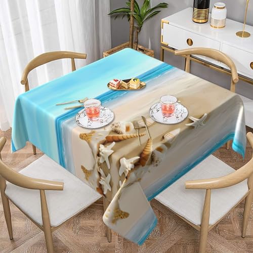 JaoXer Quadratische Tischdecke mit Muschelsanddruck – perfekt für drinnen und draußen, Esstisch, Couchtisch und Bürokonferenzen von JaoXer