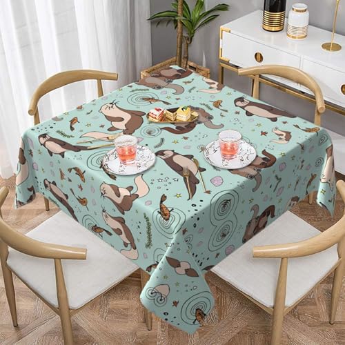 JaoXer Quadratische Tischdecke mit Otter-Druck, perfekt für drinnen und draußen, Esstisch, Couchtisch und Bürokonferenzen von JaoXer