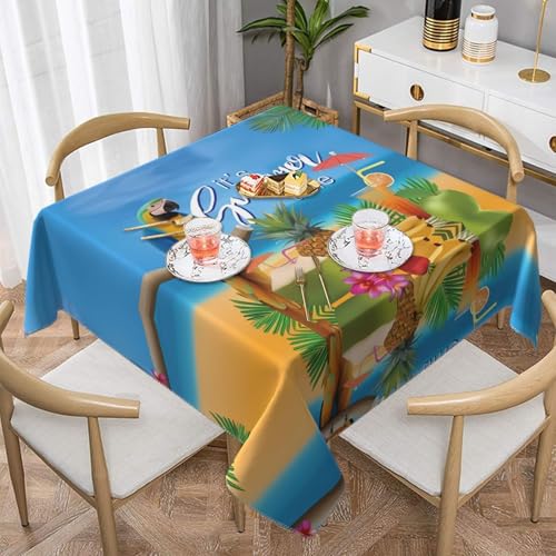 JaoXer Quadratische Tischdecke mit Papageien-Motiv und Ananas-Motiv, perfekt für drinnen und draußen, Esstisch, Couchtisch und Bürotreffen JaoXer Quadratische Tischdecke mit Papageien-Motiv und Ananas-Motiv, perfekt für drinnen und draußen, Esstisch, Couchtisch und Bürotreffen von JaoXer