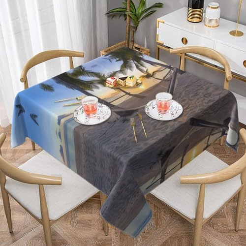 JaoXer Quadratische Tischdecke mit Paradies-Strand-Palmen-Druck, perfekt für drinnen und draußen, Esstisch, Couchtisch und Bürotreffen JaoXer Quadratische Tischdecke mit Paradies-Strand-Palmen-Druck, perfekt für drinnen und draußen, Esstisch, Couchtisch und Bürotreffen von JaoXer