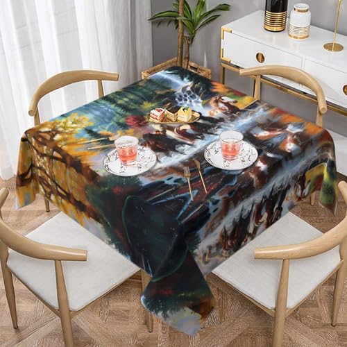 JaoXer Quadratische Tischdecke mit Pferdemotiv, perfekt für drinnen und draußen, Esstisch, Couchtisch und Bürokonferenzen von JaoXer