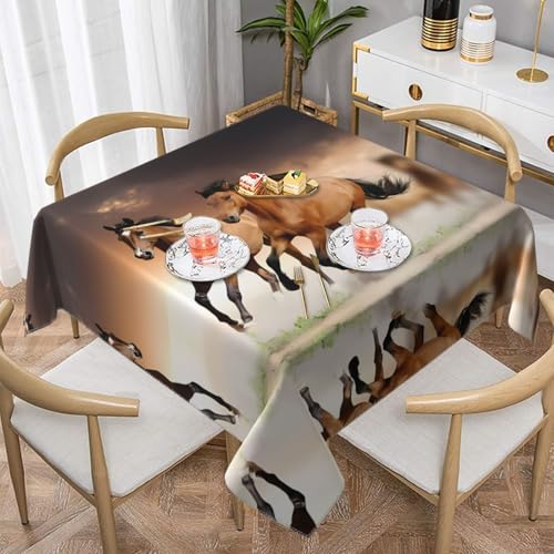 JaoXer Quadratische Tischdecke mit Pferdemotiv, perfekt für drinnen und draußen, Esstisch, Couchtisch und Bürokonferenzen von JaoXer