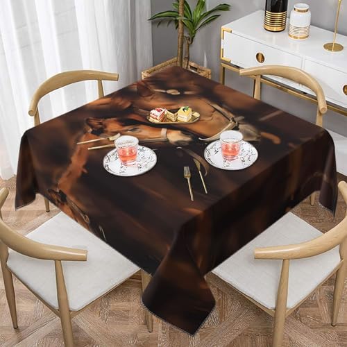 JaoXer Quadratische Tischdecke mit Pferdemotiv – perfekt für drinnen und draußen, Esstisch, Couchtisch und Bürokonferenzen von JaoXer