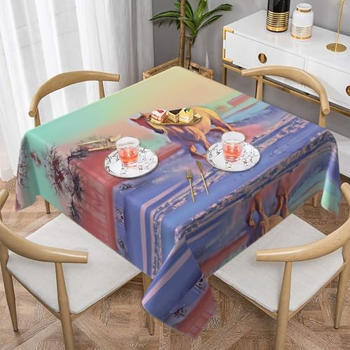 JaoXer Quadratische Tischdecke mit Pferdemotiv – perfekt für drinnen und draußen, Esstisch, Couchtisch und Bürokonferenzen von JaoXer