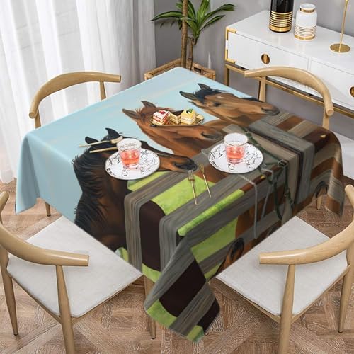 JaoXer Quadratische Tischdecke mit Pferdemotiv – perfekt für drinnen und draußen, Esstisch, Couchtisch und Bürokonferenzen von JaoXer