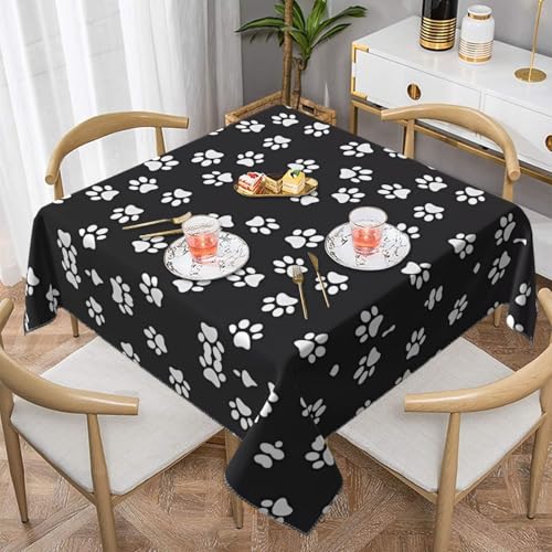 JaoXer Quadratische Tischdecke mit Pfotenabdruck – perfekt für drinnen und draußen, Esstisch, Couchtisch und Bürokonferenzen von JaoXer