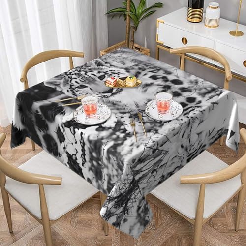 JaoXer Quadratische Tischdecke mit Schneeleoparden-Druck, perfekt für drinnen und draußen, Esstisch, Couchtisch und Bürokonferenzen von JaoXer