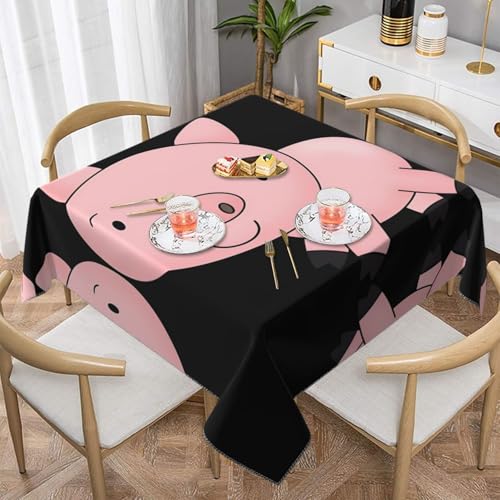 JaoXer Quadratische Tischdecke mit Schweinchenmotiv – perfekt für drinnen und draußen, Esstisch, Couchtisch und Bürokonferenzen von JaoXer