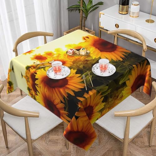 JaoXer Quadratische Tischdecke mit Sonnenblumen-Druck, perfekt für drinnen und draußen, Esstisch, Couchtisch und Bürokonferenzen von JaoXer
