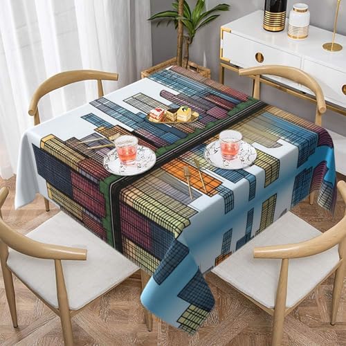 JaoXer Quadratische Tischdecke mit Stadtbilddruck, perfekt für drinnen und draußen, Esstisch, Couchtisch und Bürokonferenzen von JaoXer