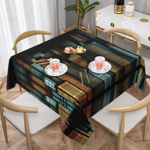 JaoXer Quadratische Tischdecke mit Stadtlicht-Druck, perfekt für drinnen und draußen, Esstisch, Couchtisch und Bürokonferenzen JaoXer Quadratische Tischdecke mit Stadtlicht-Druck, perfekt für drinnen und draußen, Esstisch, Couchtisch und Bürokonferenzen von JaoXer